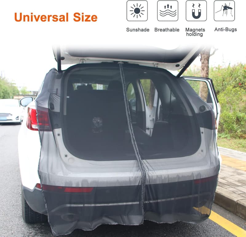 SUV Tailgate Mesh Screen - Magnetic Camping Tent Accessory