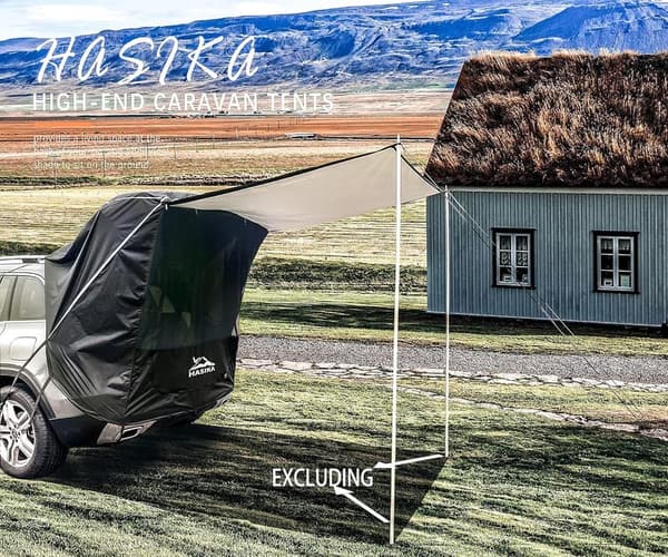 SUV Camping Tent Awning with Waterproof Screen Net - Black