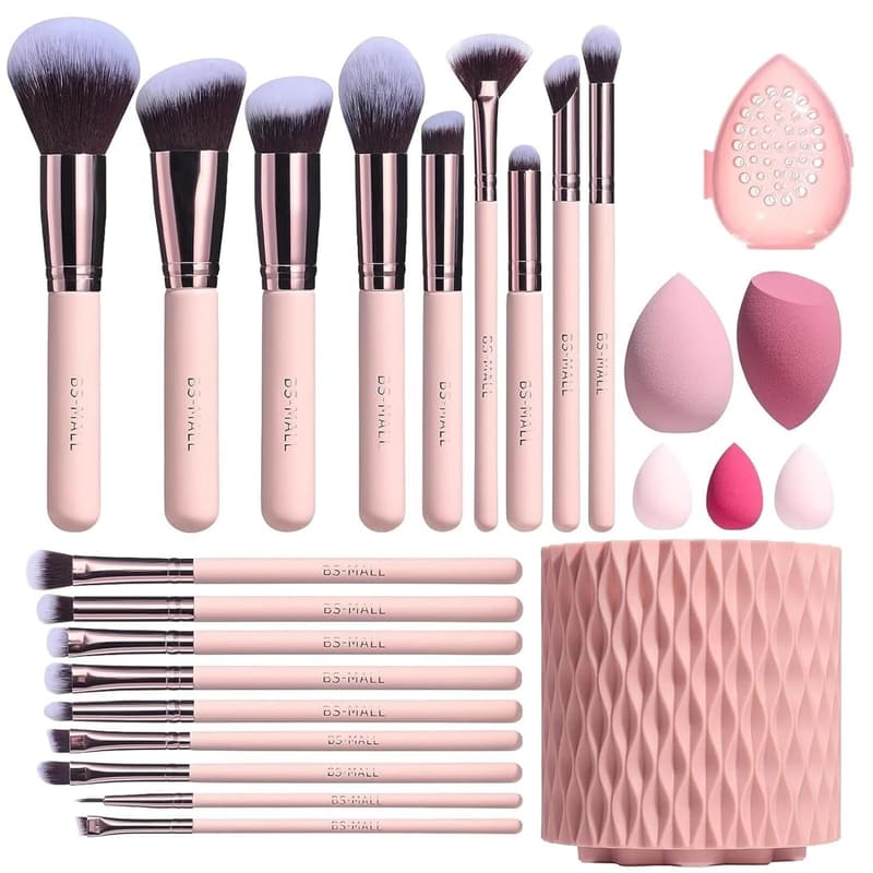 18-Piece Premium Synthetic Makeup Brush Set with Sponge Case