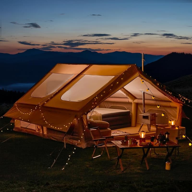 4-Season Inflatable Camping Tent for 4-12 Persons with Skylight
