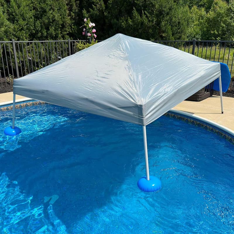 Floating Pool Canopy Gazebo Tent - 10’x10’, Grey Fabric