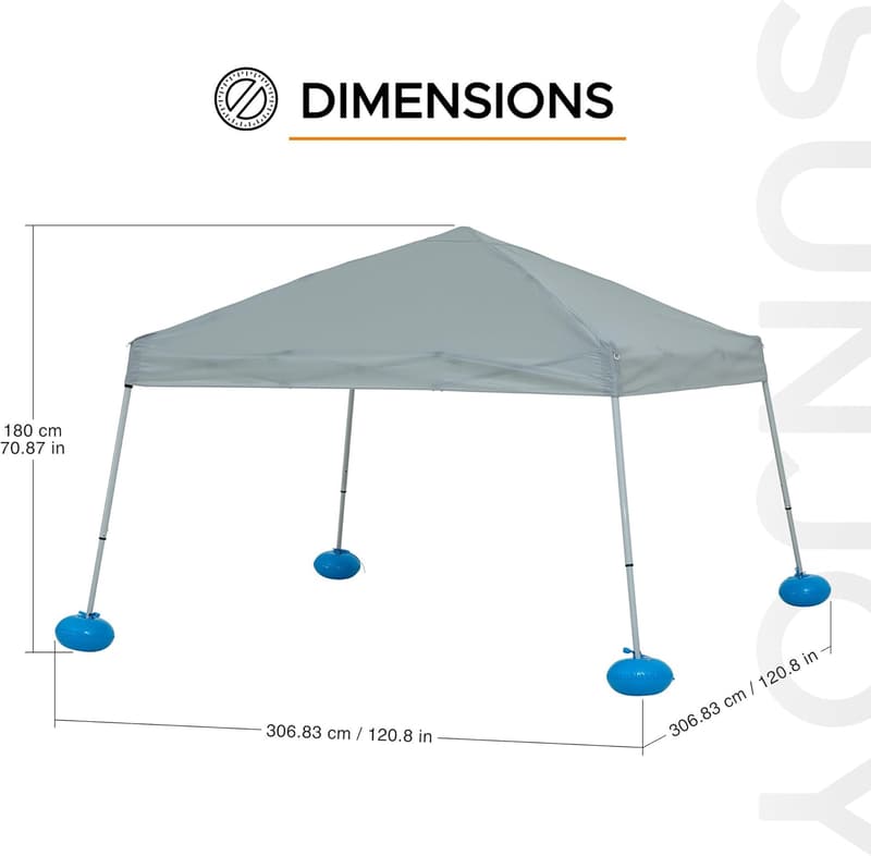 Floating Pool Canopy Gazebo Tent - 10’x10’, Grey Fabric