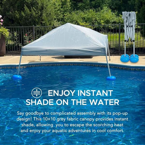 Floating Pool Canopy Gazebo Tent - 10’x10’, Grey Fabric