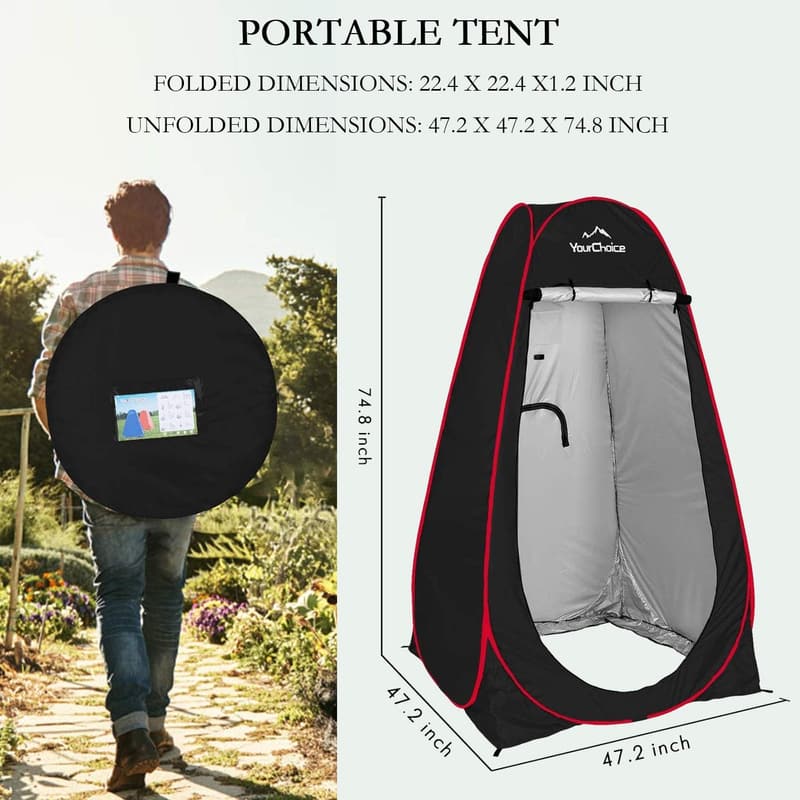 Portable Privacy Shower Tent - 6.2FT Lightweight for Camping & Beach