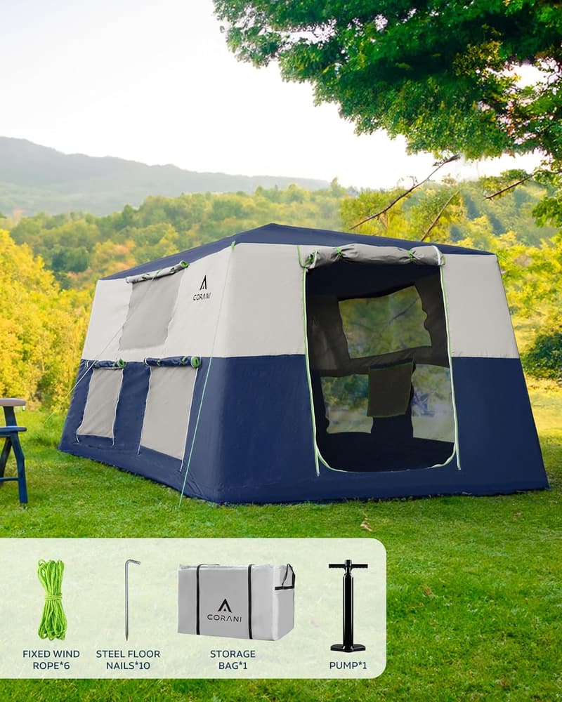 Portable 10-Person Waterproof Inflatable Camping Tent