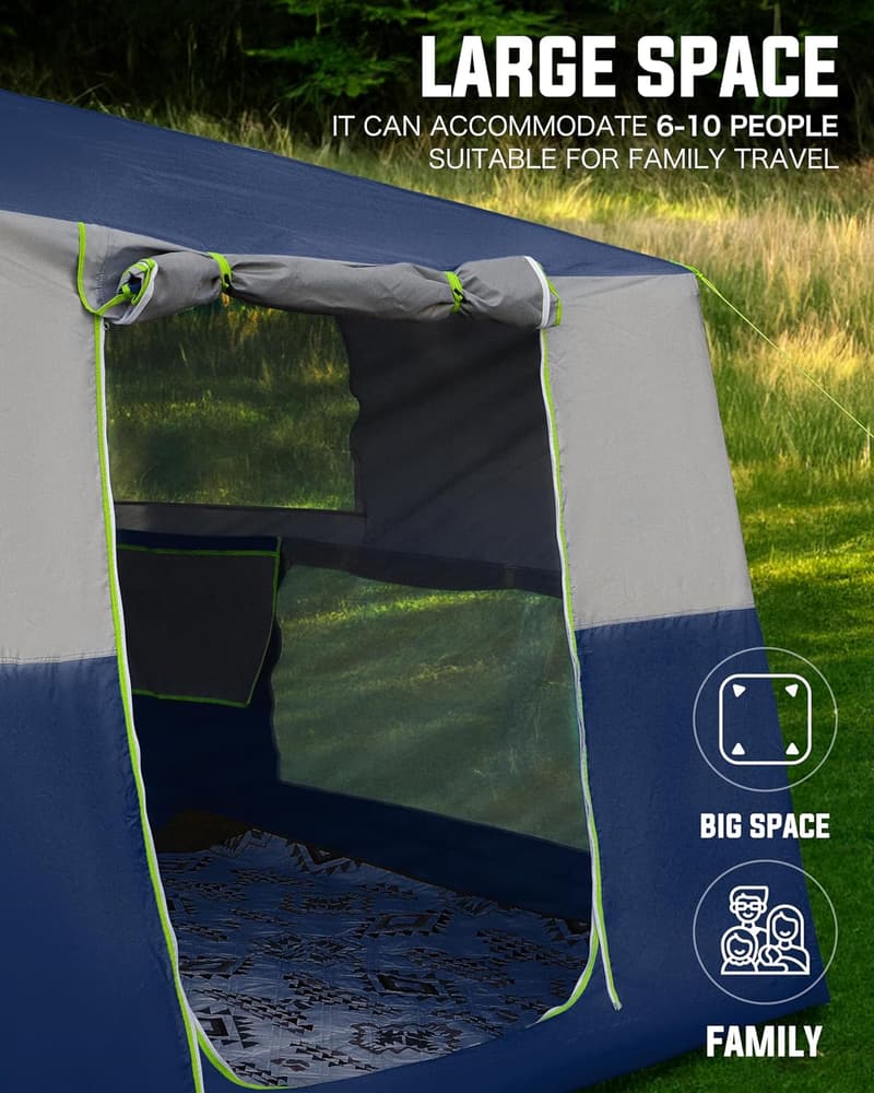 Portable 10-Person Waterproof Inflatable Camping Tent
