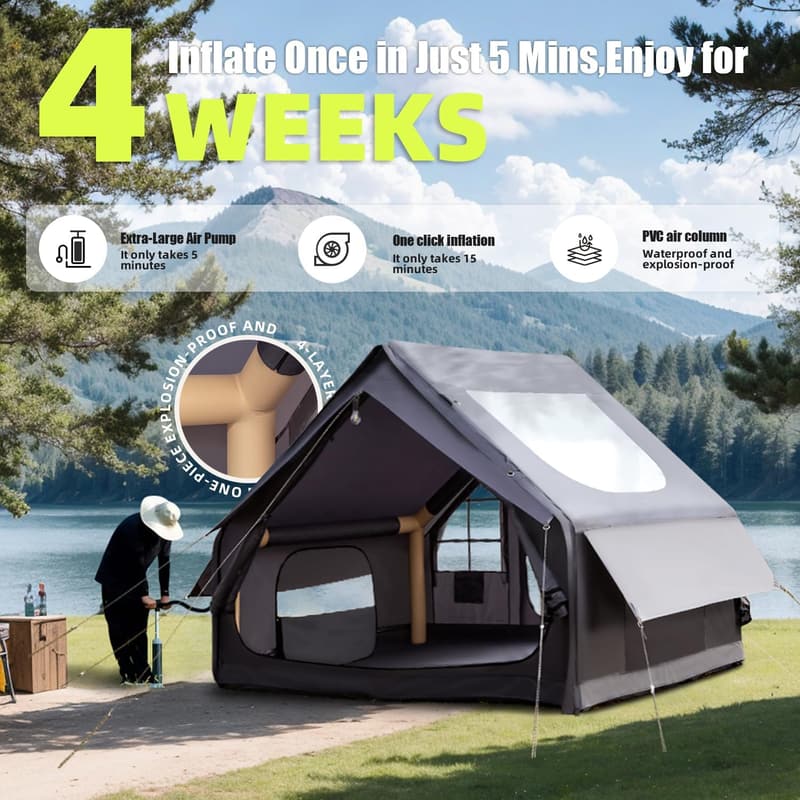 4-6 Person Waterproof Inflatable Camping Tent with Pump