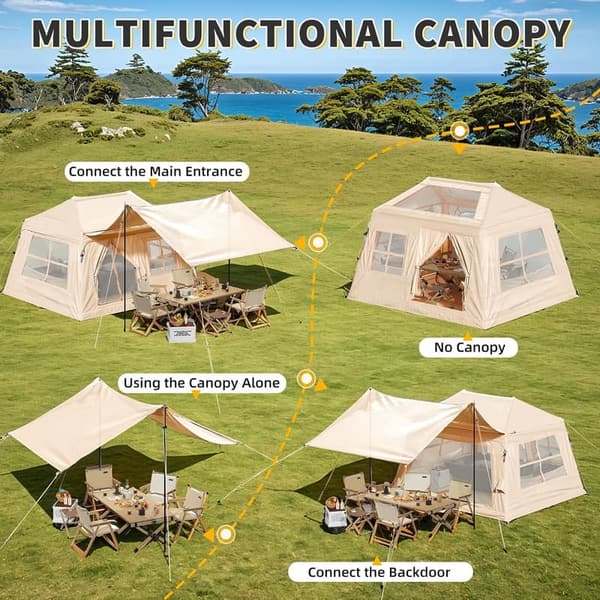 Inflatable Camping Tent for 2-8 People - Easy Setup & Water-Resistant