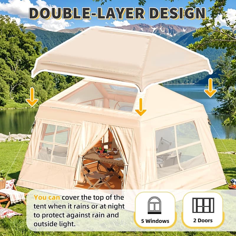 Inflatable Camping Tent for 2-8 People - Easy Setup & Water-Resistant