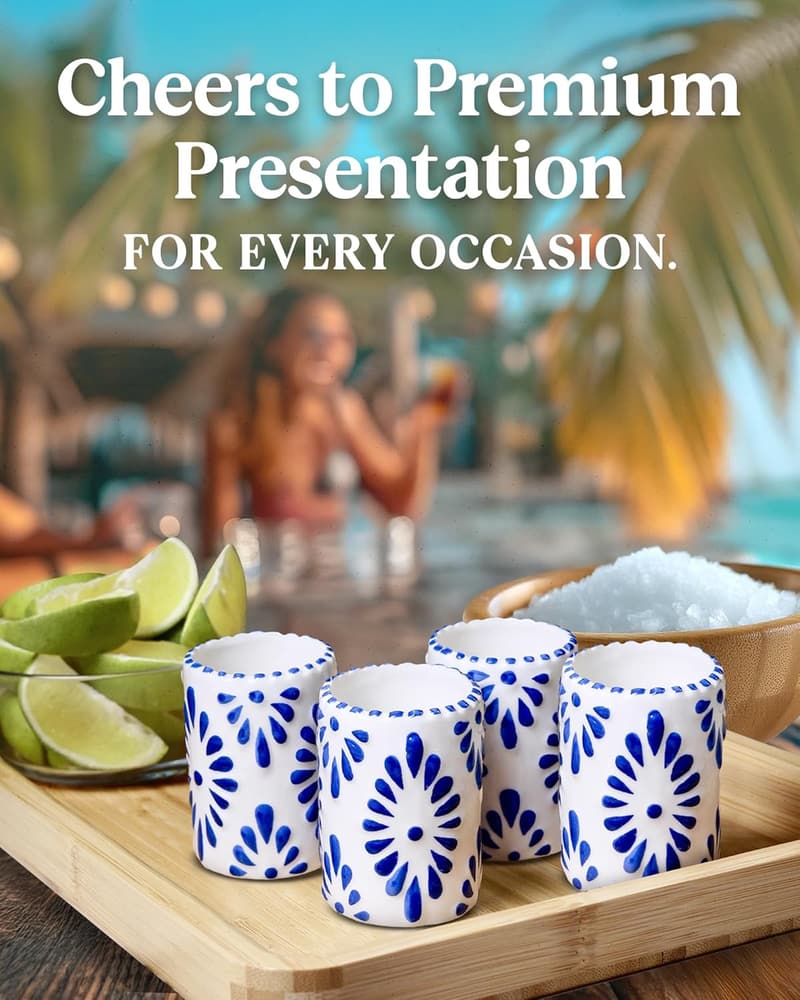 Handmade Talavera Ceramic Shot Glasses - Set of 4