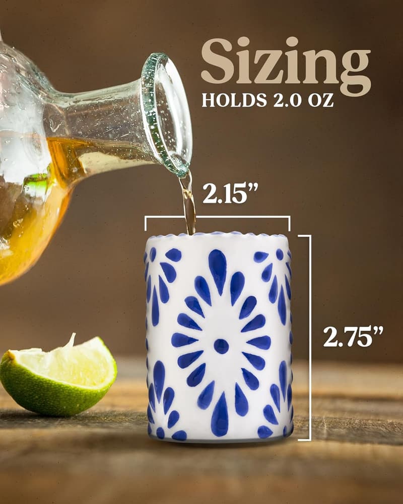 Handmade Talavera Ceramic Shot Glasses - Set of 4