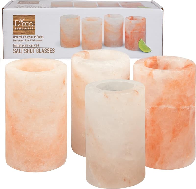 Himalayan Pink Salt Shot Glasses - Hand-Carved 4 Pack