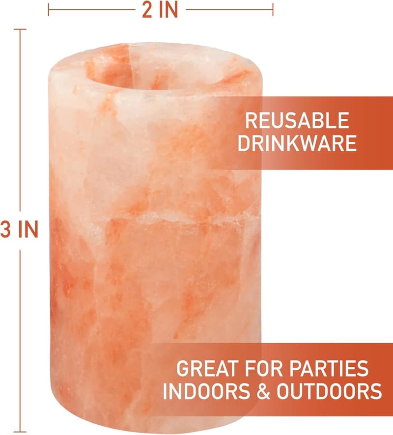Himalayan Pink Salt Shot Glasses - Hand-Carved 4 Pack