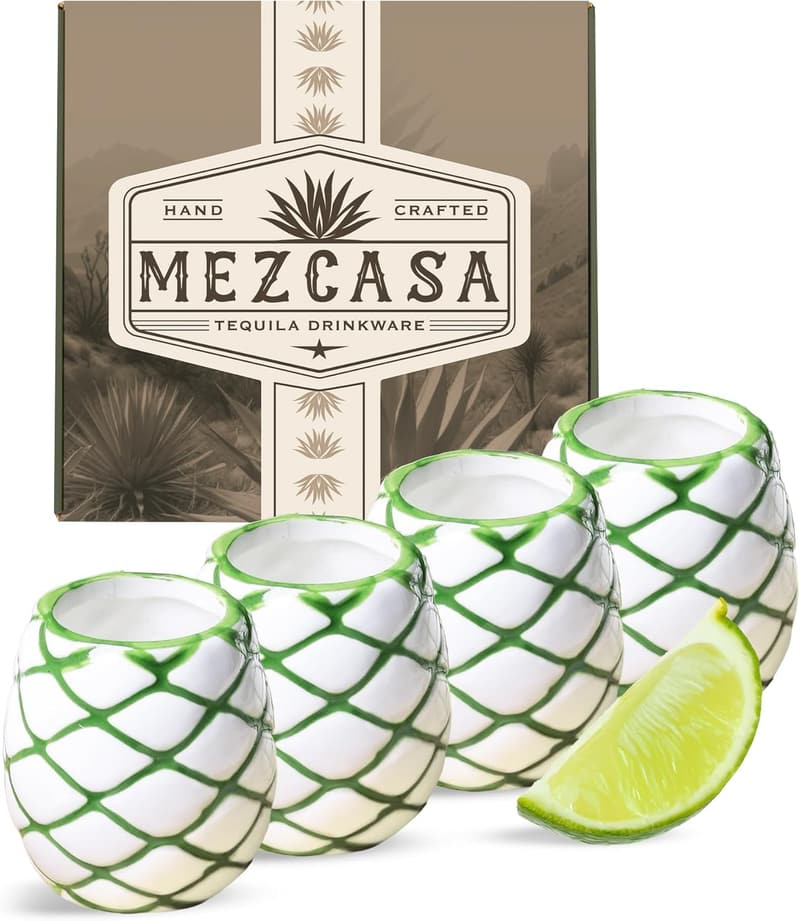 Handmade Agave-Inspired Ceramic Shot Glass Set (4)
