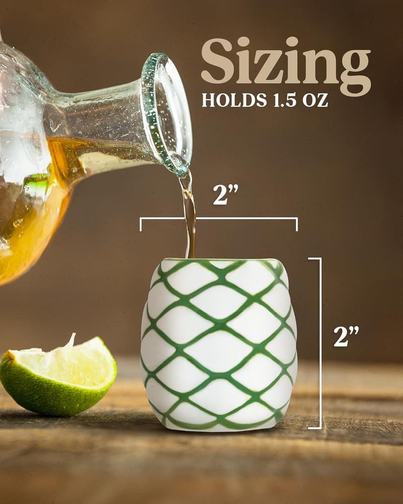 Handmade Agave-Inspired Ceramic Shot Glass Set (4)