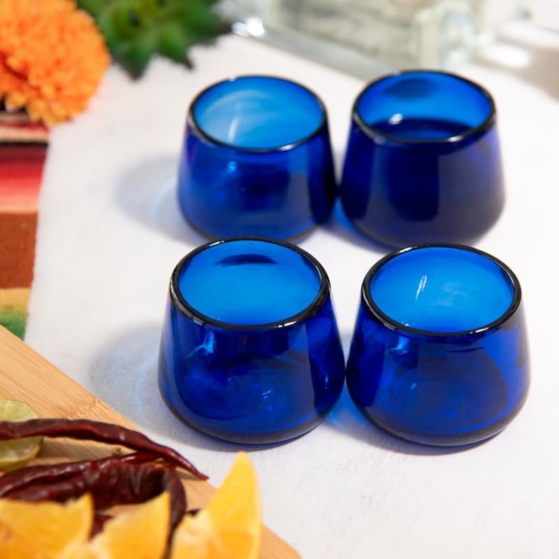 Artisan Hand-Blown Mezcal & Tequila Glasses Gift Set - 4 Pieces