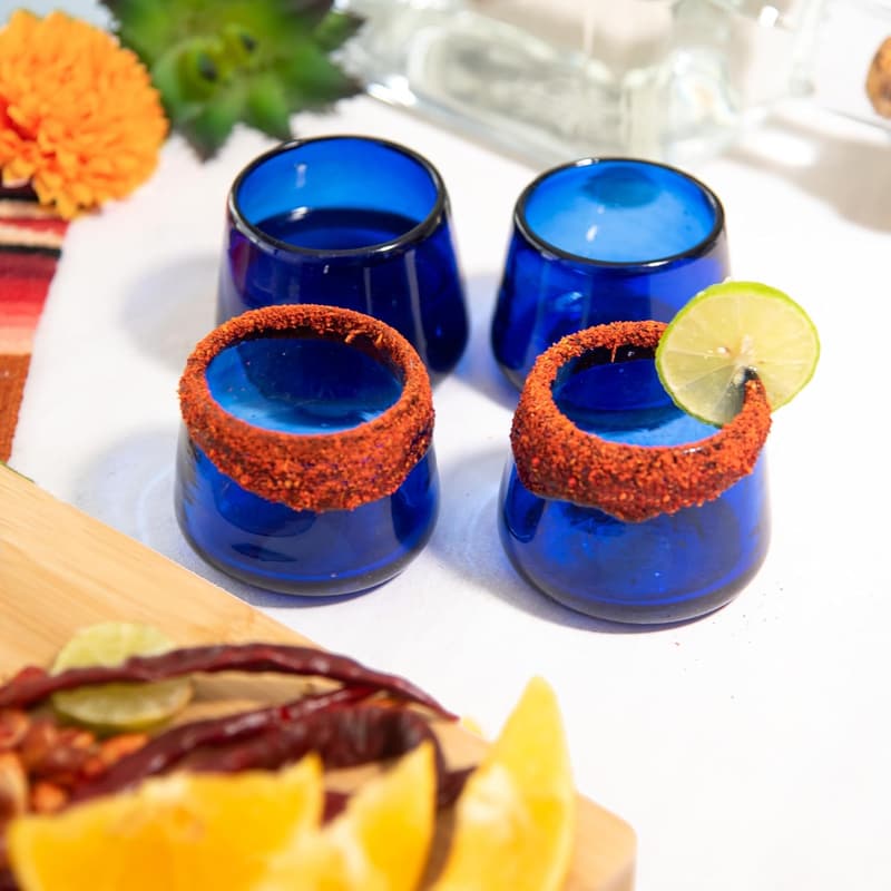 Artisan Hand-Blown Mezcal & Tequila Glasses Gift Set - 4 Pieces