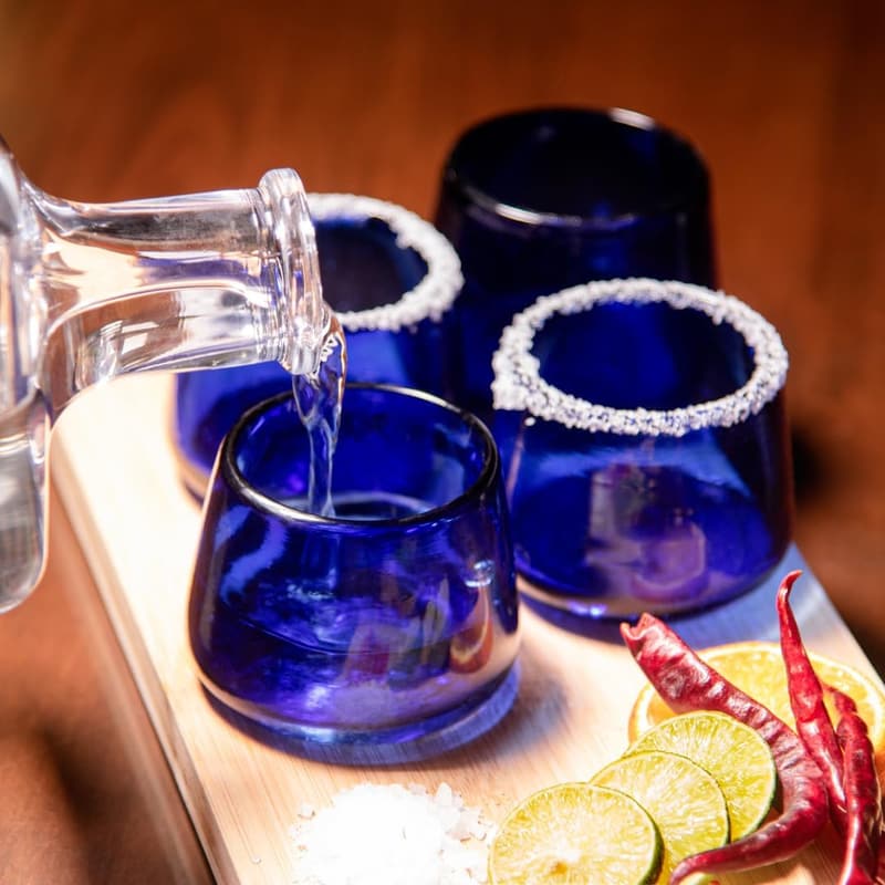 Artisan Hand-Blown Mezcal & Tequila Glasses Gift Set - 4 Pieces