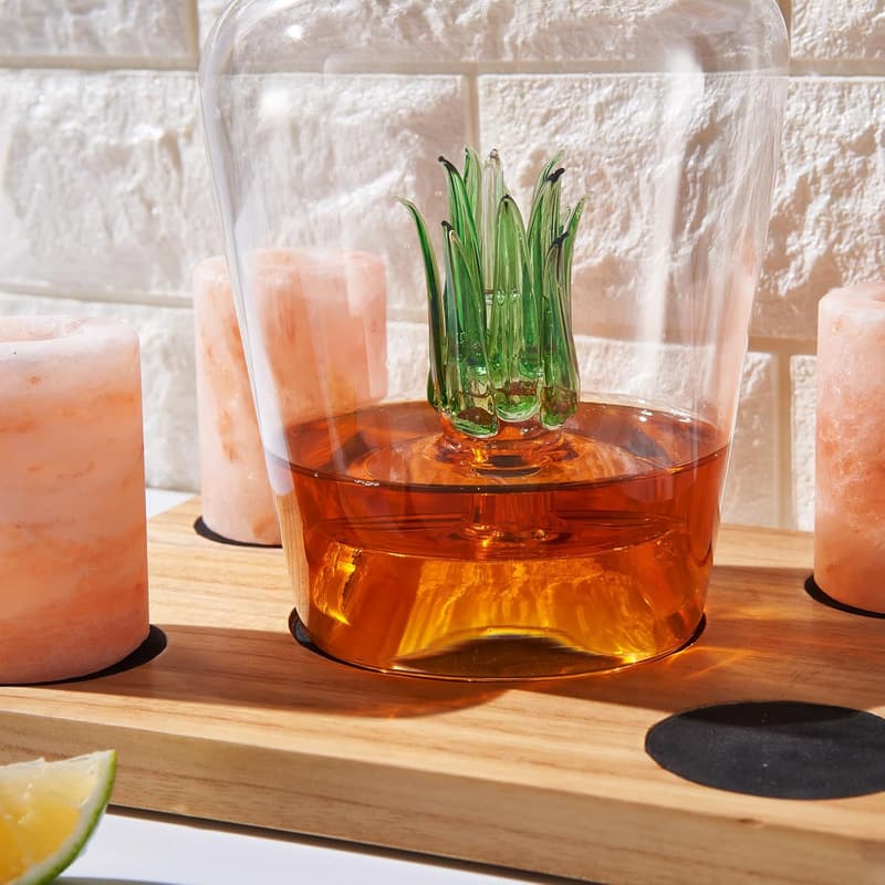 Tequila Decanter Set with Himalayan Salt Shot Glasses, 34 oz