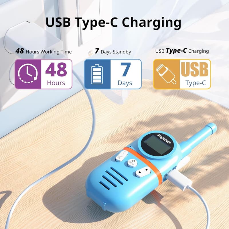 Rechargeable Walkie Talkies for Kids (Ages 3-12) - 3 Pack