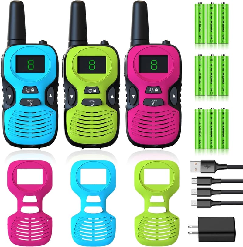 Rechargeable Long-Range Walkie Talkies for Kids (3-Pack)