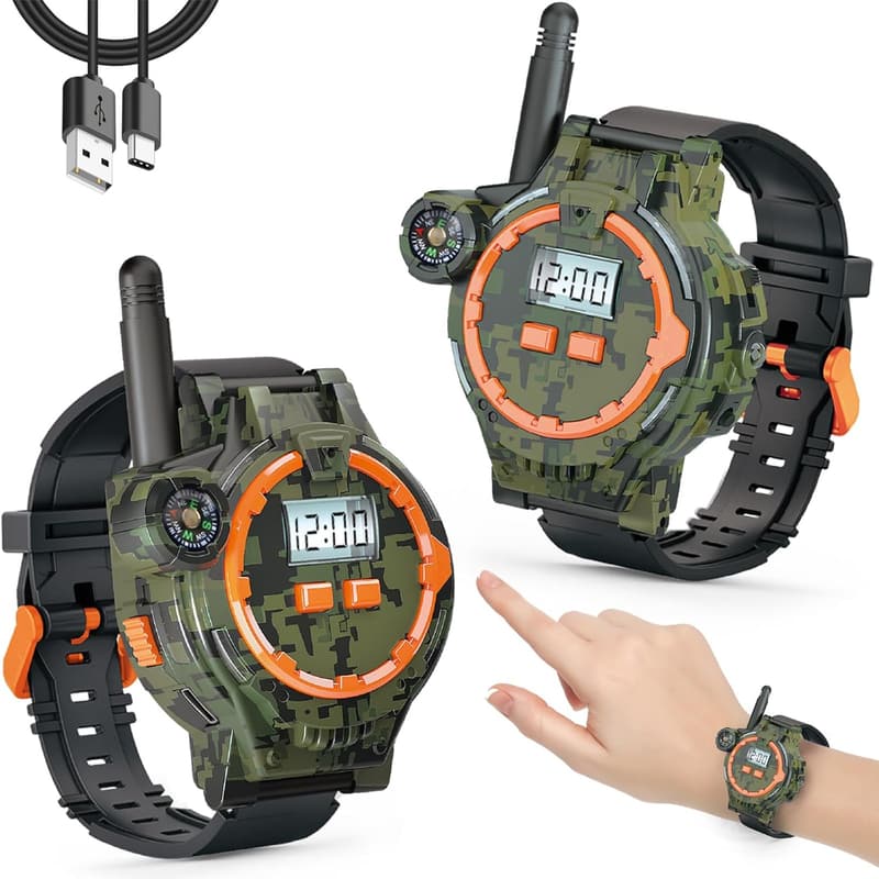 Rechargeable Kids Walkie Talkies with Flashlight - 2 Pack