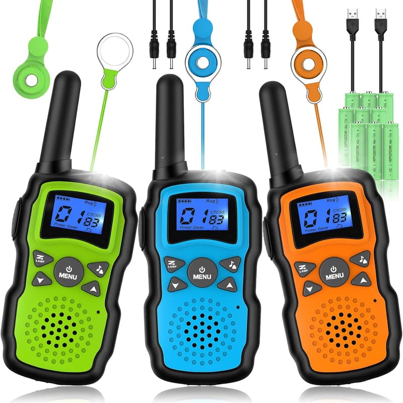 Rechargeable Walkie Talkies for Kids - Long Range 3 Pack
