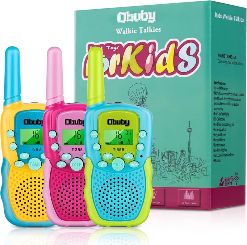 Walkie Talkies for Kids - 22 Channels, 3KM Range, Backlit LCD