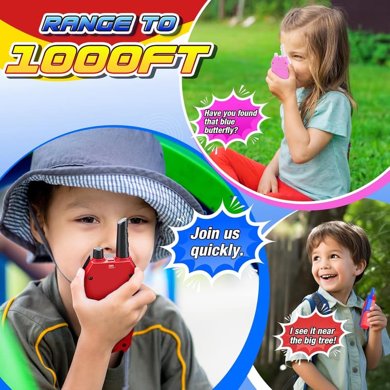 Kids Walkie Talkies - 3 Pack Outdoor Toy for Ages 3-8