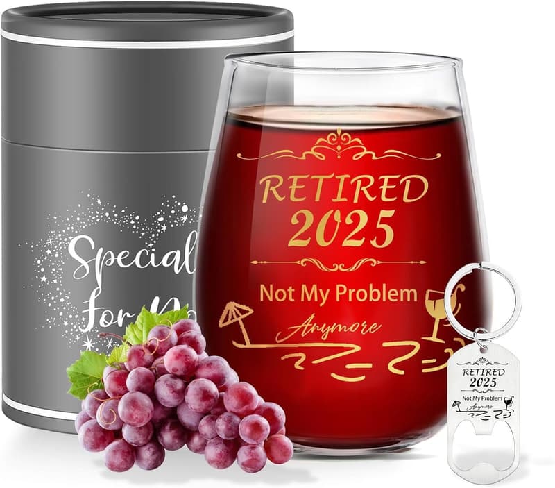 Retirement Gifts: Stemless Wine Glass for Coworkers & Colleagues