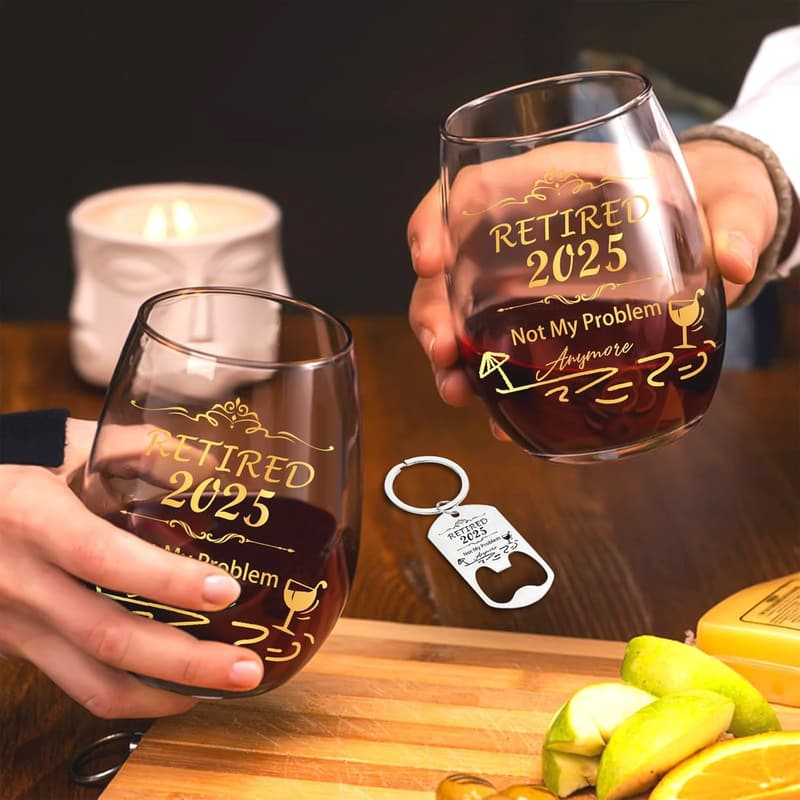 Retirement Gifts: Stemless Wine Glass for Coworkers & Colleagues