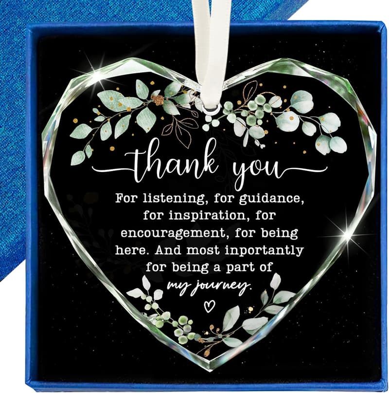 Retirement Gift - Heart Shaped Glass Ornament for Her/Him