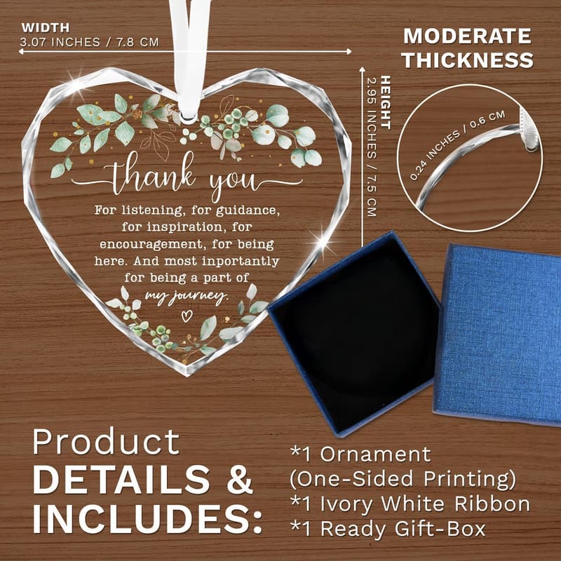 Retirement Gift - Heart Shaped Glass Ornament for Her/Him