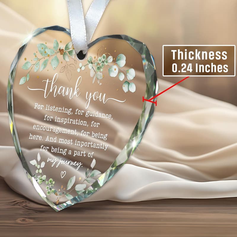 Retirement Gift - Heart Shaped Glass Ornament for Her/Him