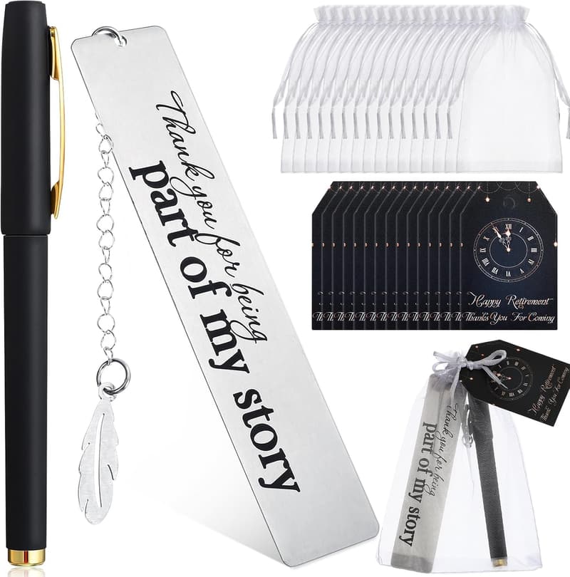 Retirement Party Favor Set: 16 Thank You Bookmarks & Bags