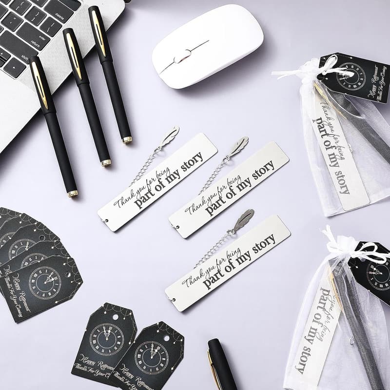 Retirement Party Favor Set: 16 Thank You Bookmarks & Bags