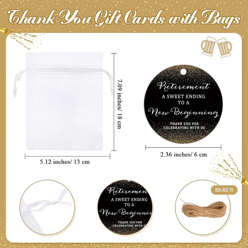 Retirement Party Coaster Favor Sets with Gift Cards & Bags