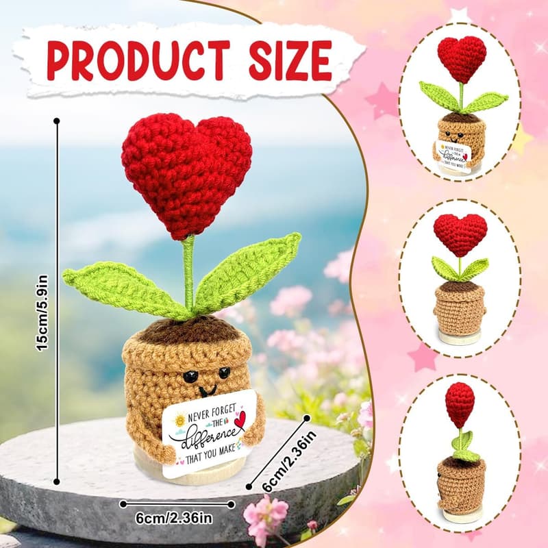 Retirement Gift: Mini Heart Flowers Crochet for Coworkers