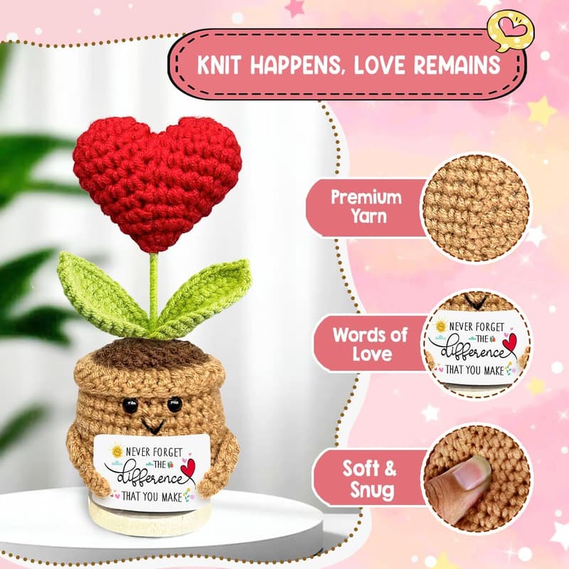 Retirement Gift: Mini Heart Flowers Crochet for Coworkers