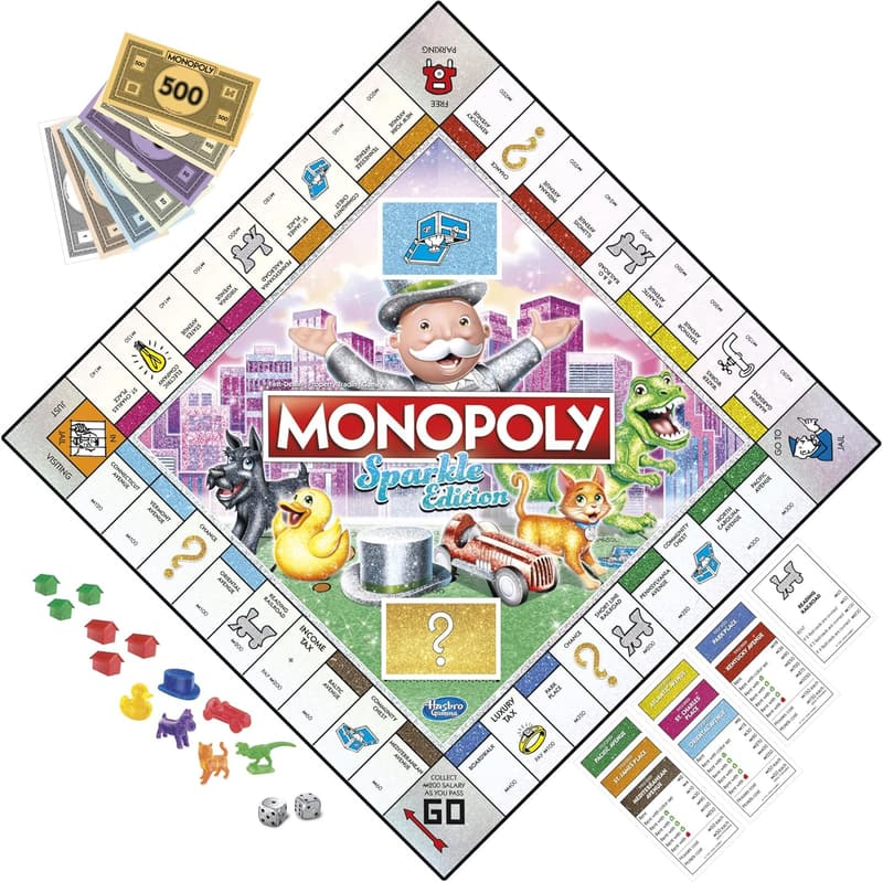 Monopoly Sparkle Edition Board Game with Glittery Tokens