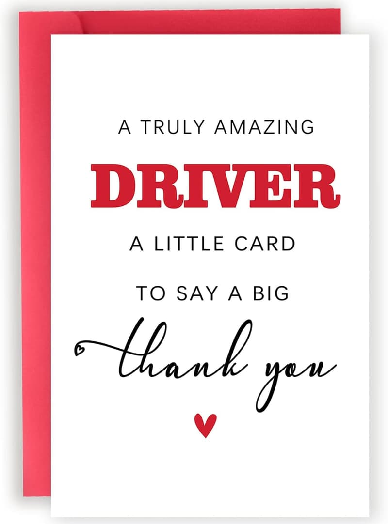 Driver Appreciation Thank You Card for Men and Women