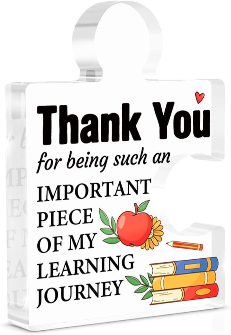 Teacher Appreciation Acrylic Puzzle Piece Plaque for Home Decor