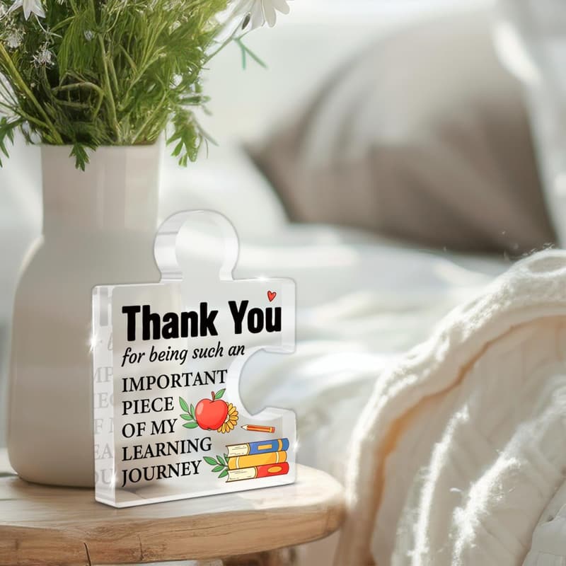 Teacher Appreciation Acrylic Puzzle Piece Plaque for Home Decor