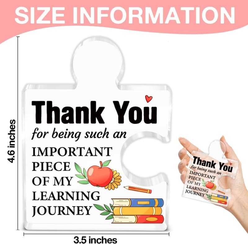 Teacher Appreciation Acrylic Puzzle Piece Plaque for Home Decor