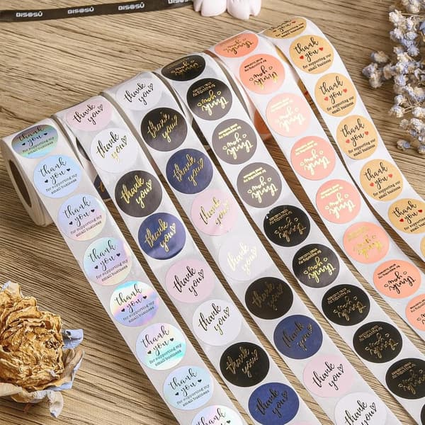 Thank You Stickers for Small Businesses - 3000 Labels (6 Rolls)