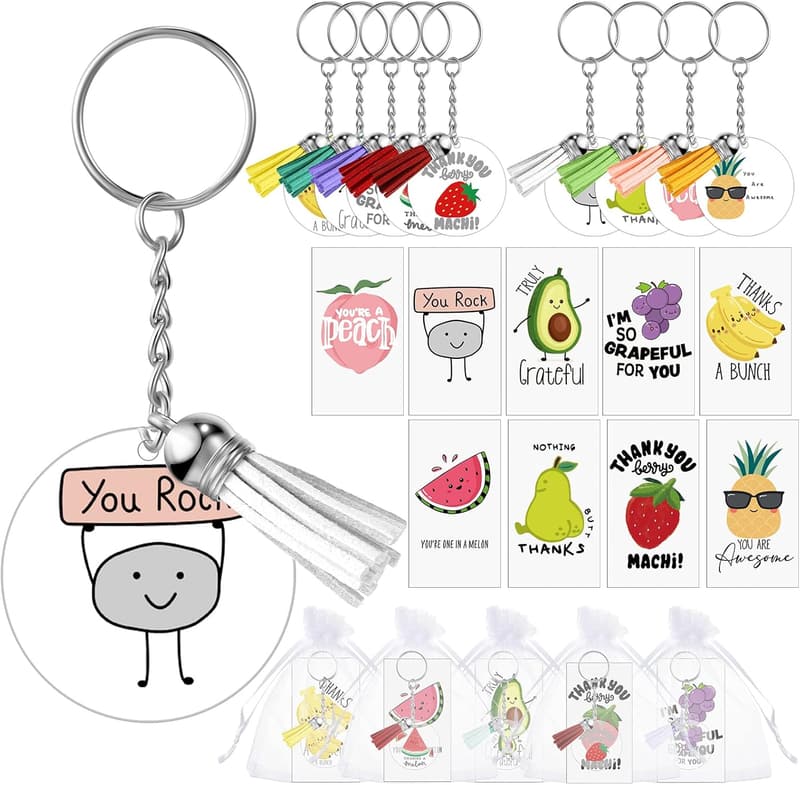 Employee Appreciation Acrylic Keychains with Pun Cards - 36 Sets