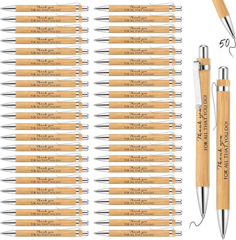 Employee Appreciation Bamboo Pens - 50 Pcs Gift Set
