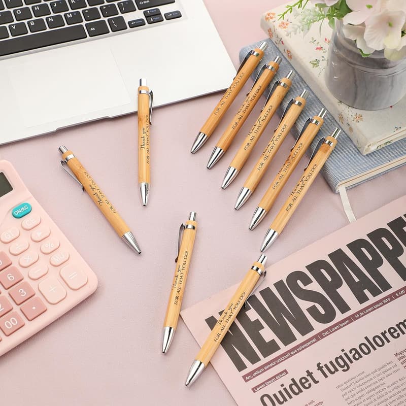 Employee Appreciation Bamboo Pens - 50 Pcs Gift Set