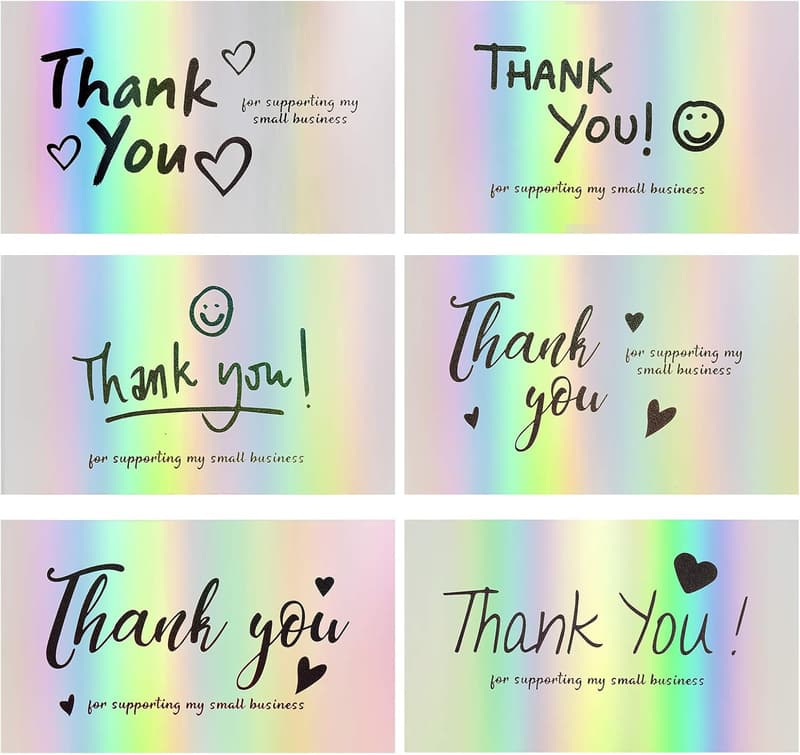 Thank You Cards for Small Businesses - 120 Pcs Holographic Notes