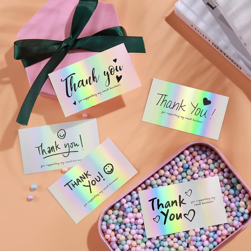 Thank You Cards for Small Businesses - 120 Pcs Holographic Notes